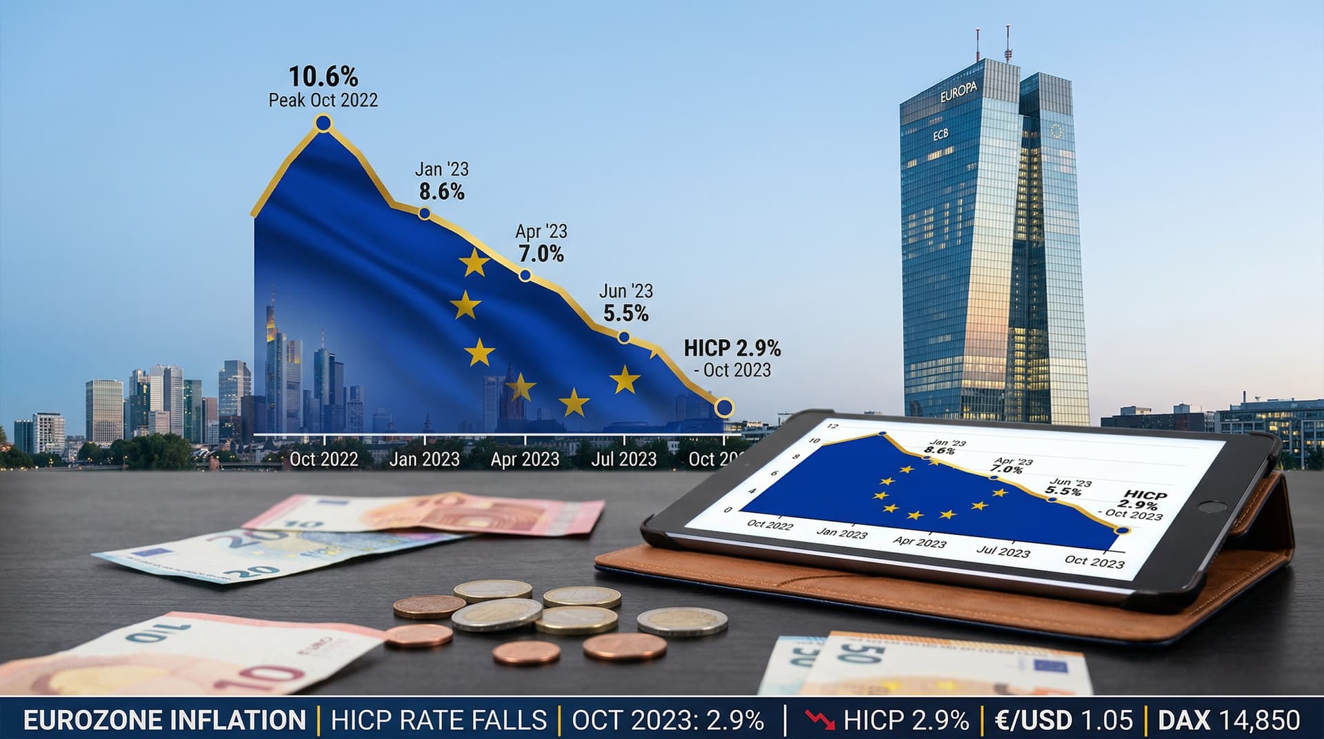 Eurozone Inflation Hits 2.9% in October, Lowest Since 2021