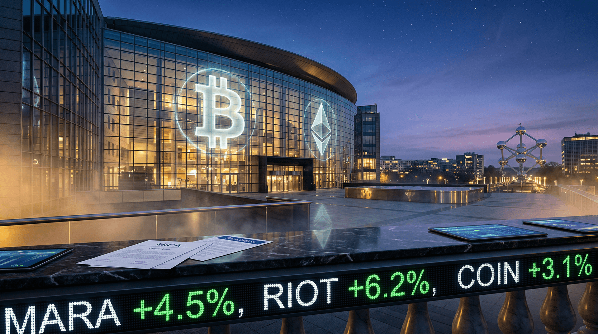 MiCA Crypto Stocks Average 5.2% Gains as BTC Surges 4.7% to $74,334 USD