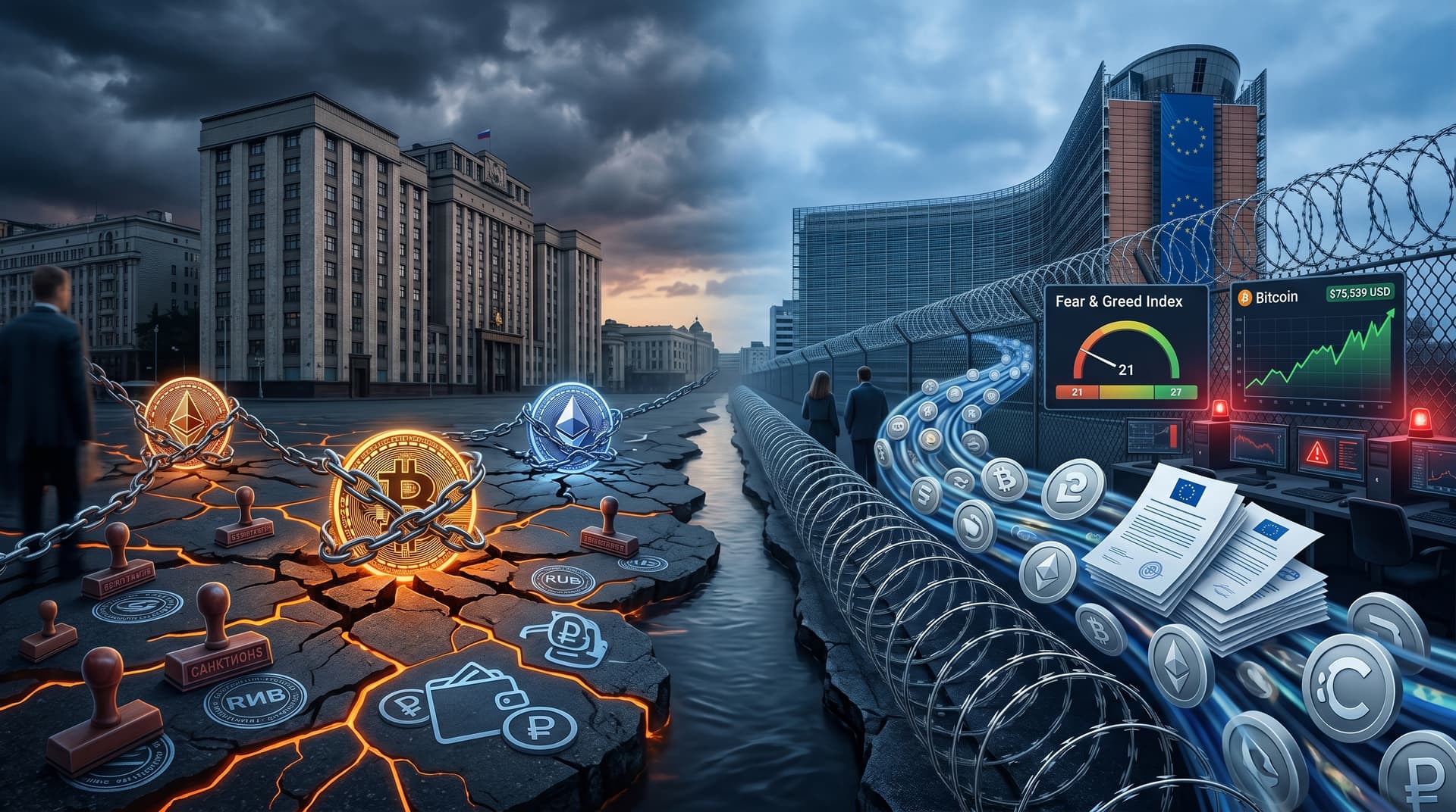 Russia Crypto Penalties Drop Fear & Greed Index to 21