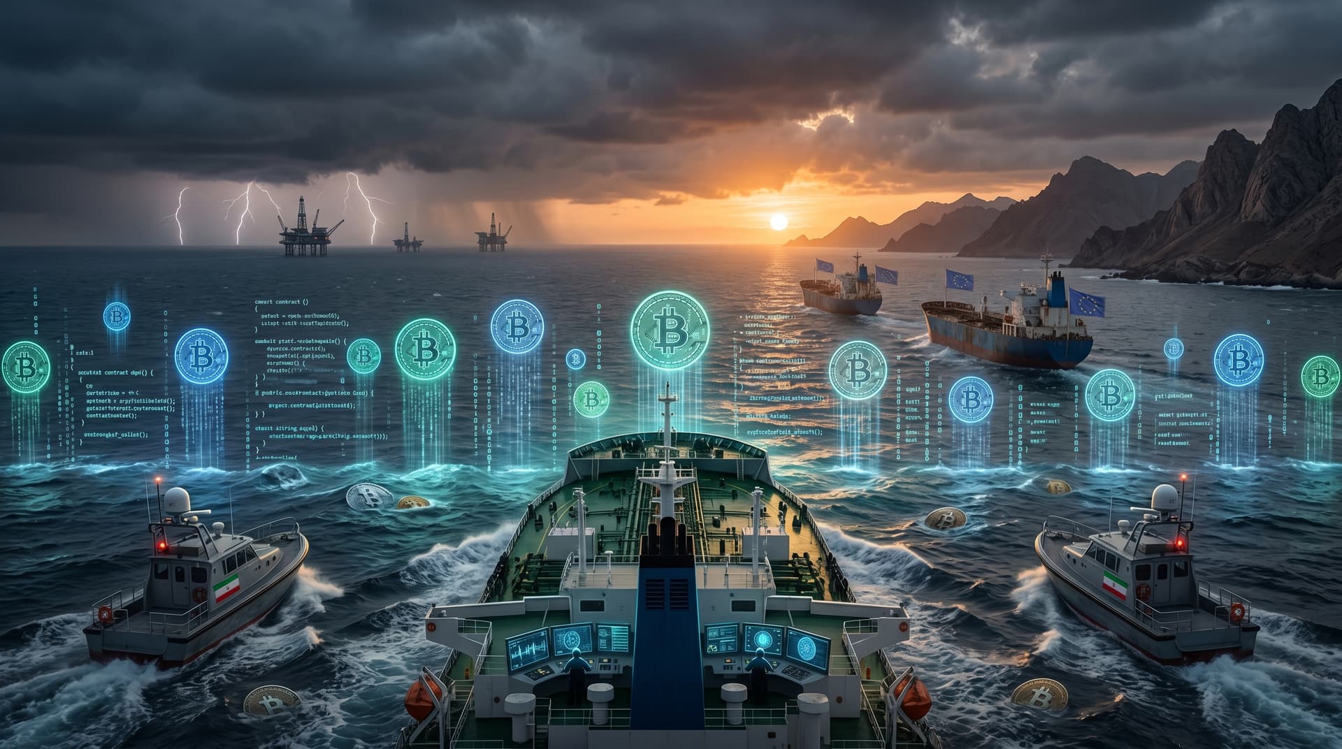 Iran Crypto Tolls Hormuz Demand BTC, Disrupt EU Oil at $74K