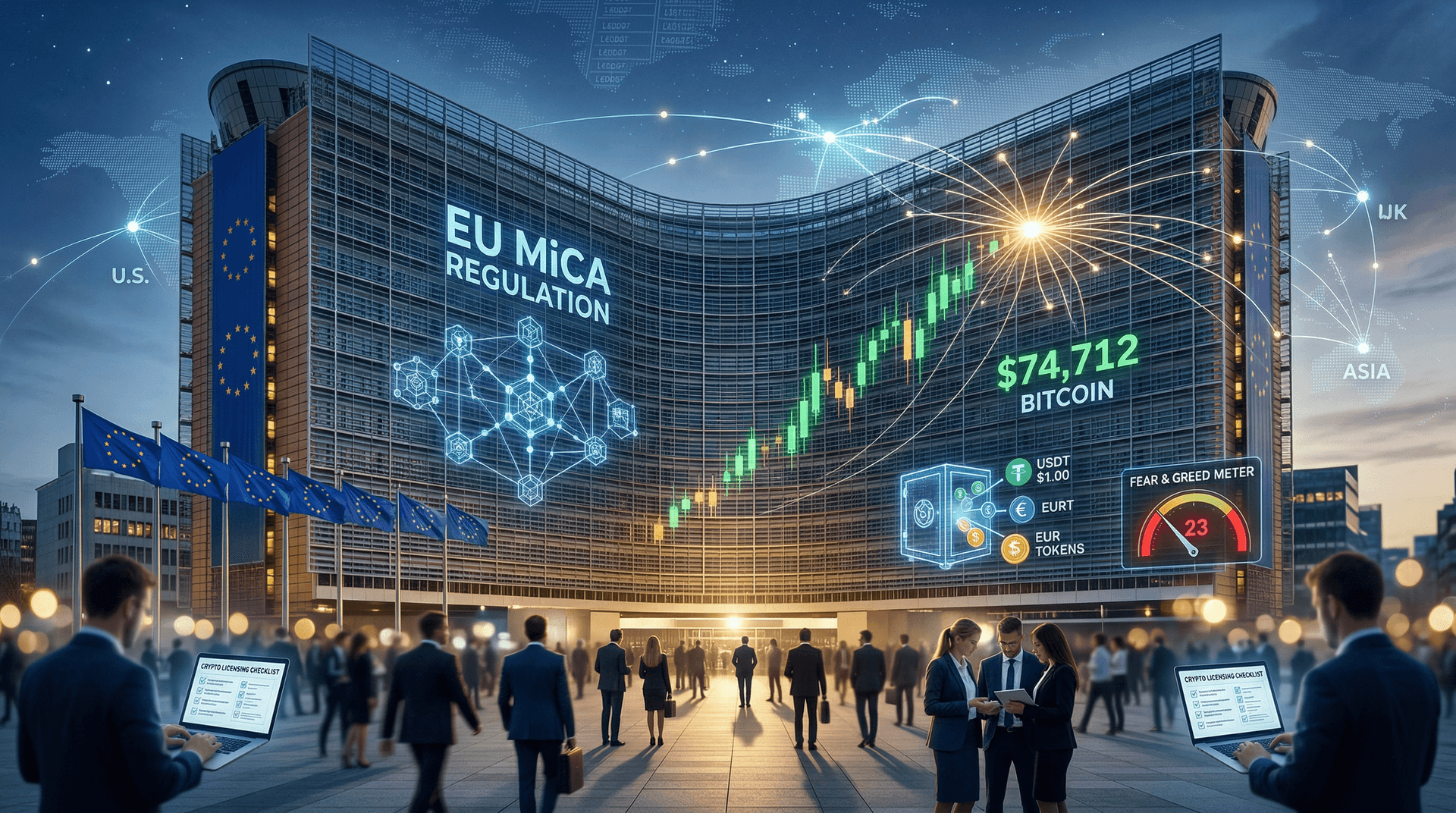 EU's MiCA Regulation Attracts Crypto Firms as Bitcoin Hits $74,712