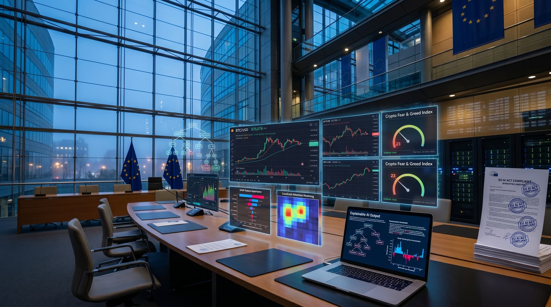 EU AI Act Mandates Interpretable AI for High-Risk Finance as BTC Hits $75,076 and Fear Index Drops to 23