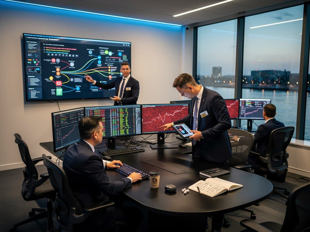 Europol analysts monitor crypto transaction alerts and blockchain maps in high-tech cybercrime center focused on French kidnapping cases