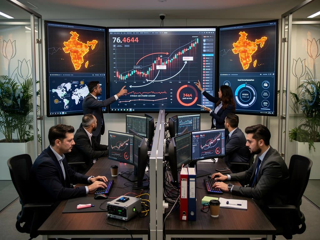 Analysts review crypto laundering maps on screens in Amsterdam exchange compliance center with skyline view